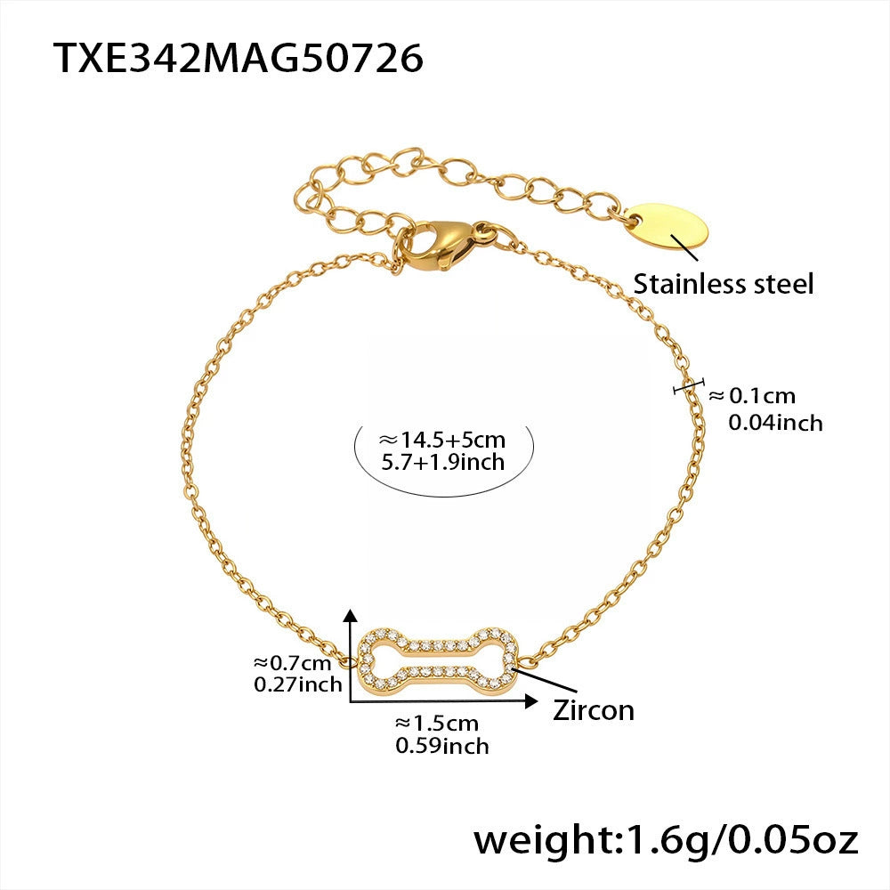 316L Stainless Steel Zircon Chili Pepper & Dog Bone Stackable Necklace & Bracelet - Image 8