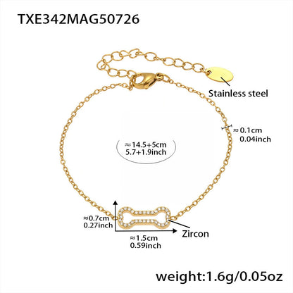 316L Stainless Steel Zircon Chili Pepper & Dog Bone Stackable Necklace & Bracelet - Image 8