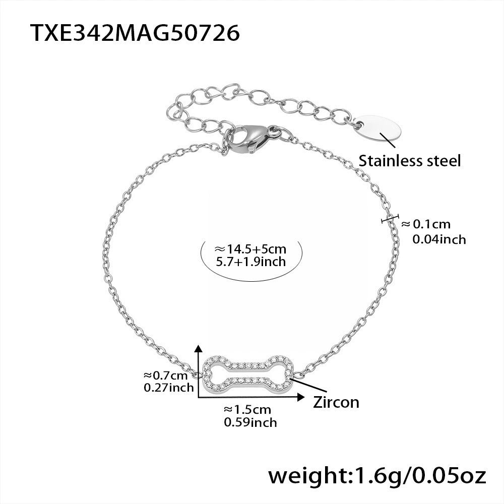 316L Stainless Steel Zircon Chili Pepper & Dog Bone Stackable Necklace & Bracelet - Image 9