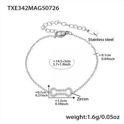 316L Stainless Steel Zircon Chili Pepper & Dog Bone Stackable Necklace & Bracelet - Image 9