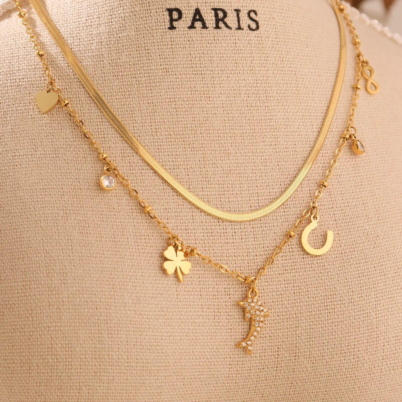 316L Stainless Steel Zircon Dolphin Charm Necklace - Image 4