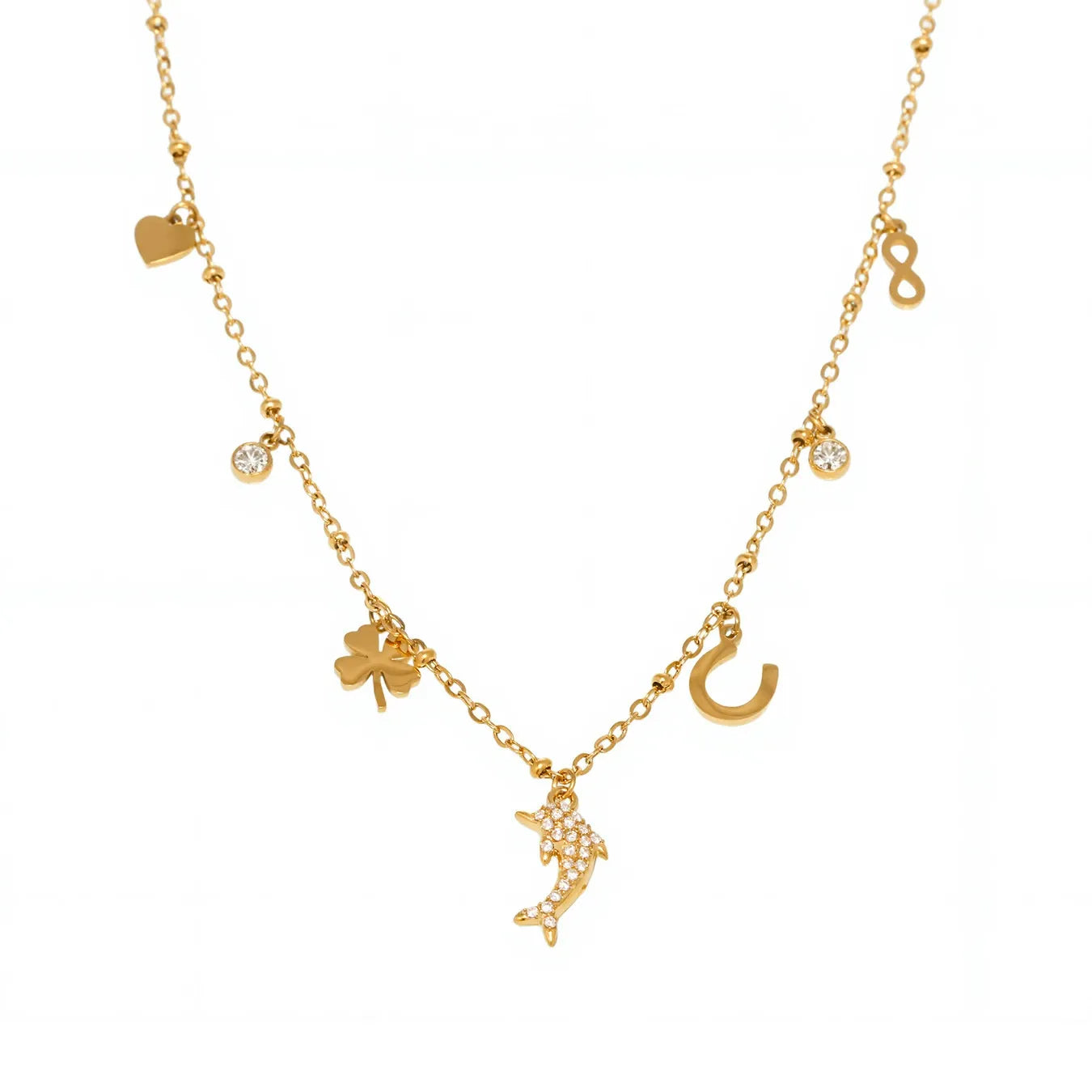 316L Stainless Steel Zircon Dolphin Charm Necklace - Image 5