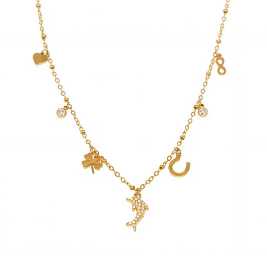 316L Stainless Steel Zircon Dolphin Charm Necklace - Image 5