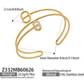 Gold H-Shaped Zircon Buckle Open Cuff Bracelet / Jewelry