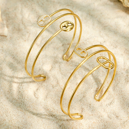 316L Stainless Steel 18K PVD Gold Zircon Dual-Layer Bracelet made with 316L stainless steel and 18K PVD gold finish for wholesale jewelry buyers - image 8