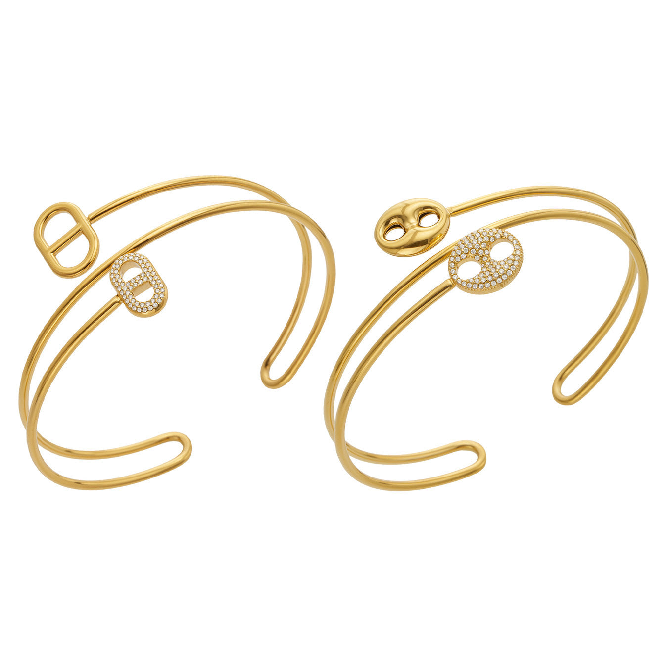 316L Stainless Steel 18K PVD Gold Zircon Dual-Layer Bracelet made with 316L stainless steel and 18K PVD gold finish for wholesale jewelry buyers - image 9