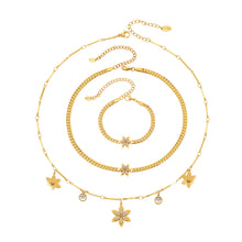 316L stainless steel zircon flower necklace and bracelet set for wholesale jewelry collections
