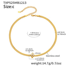 Detailed view of zircon flower pendant on 316L stainless steel gold necklace