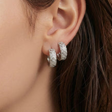 316L Stainless Steel CZ Diamond Lattice Huggie Hoop Earrings