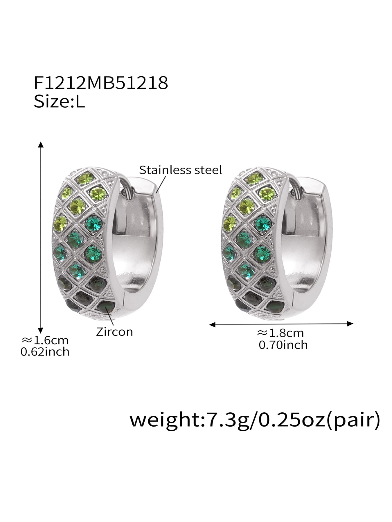 316L Stainless Steel CZ Diamond Lattice Huggie Hoop Earrings