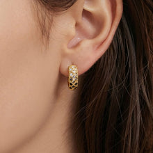 316L Stainless Steel CZ Diamond Lattice Huggie Hoop Earrings