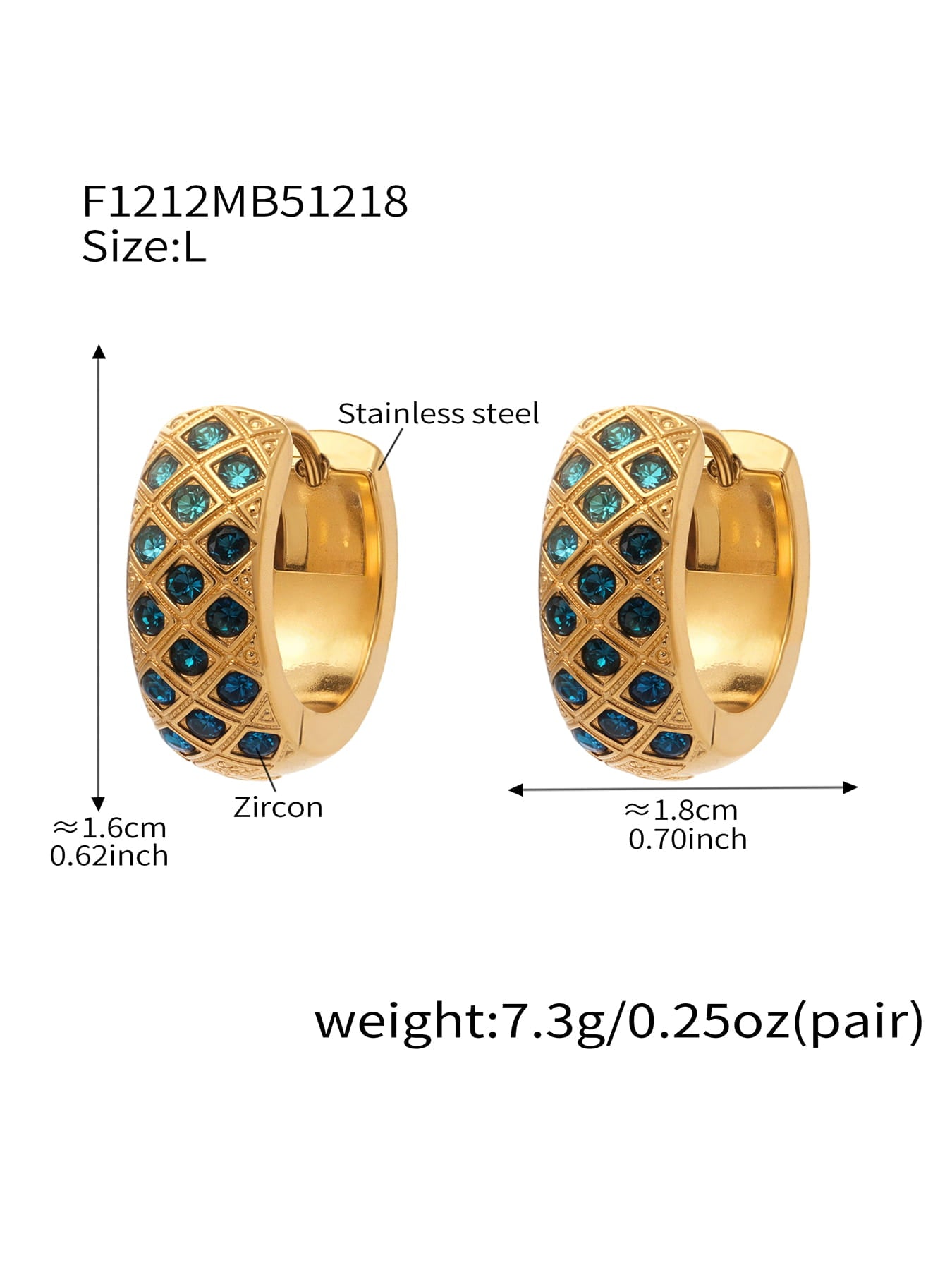 316L Stainless Steel CZ Diamond Lattice Huggie Hoop Earrings