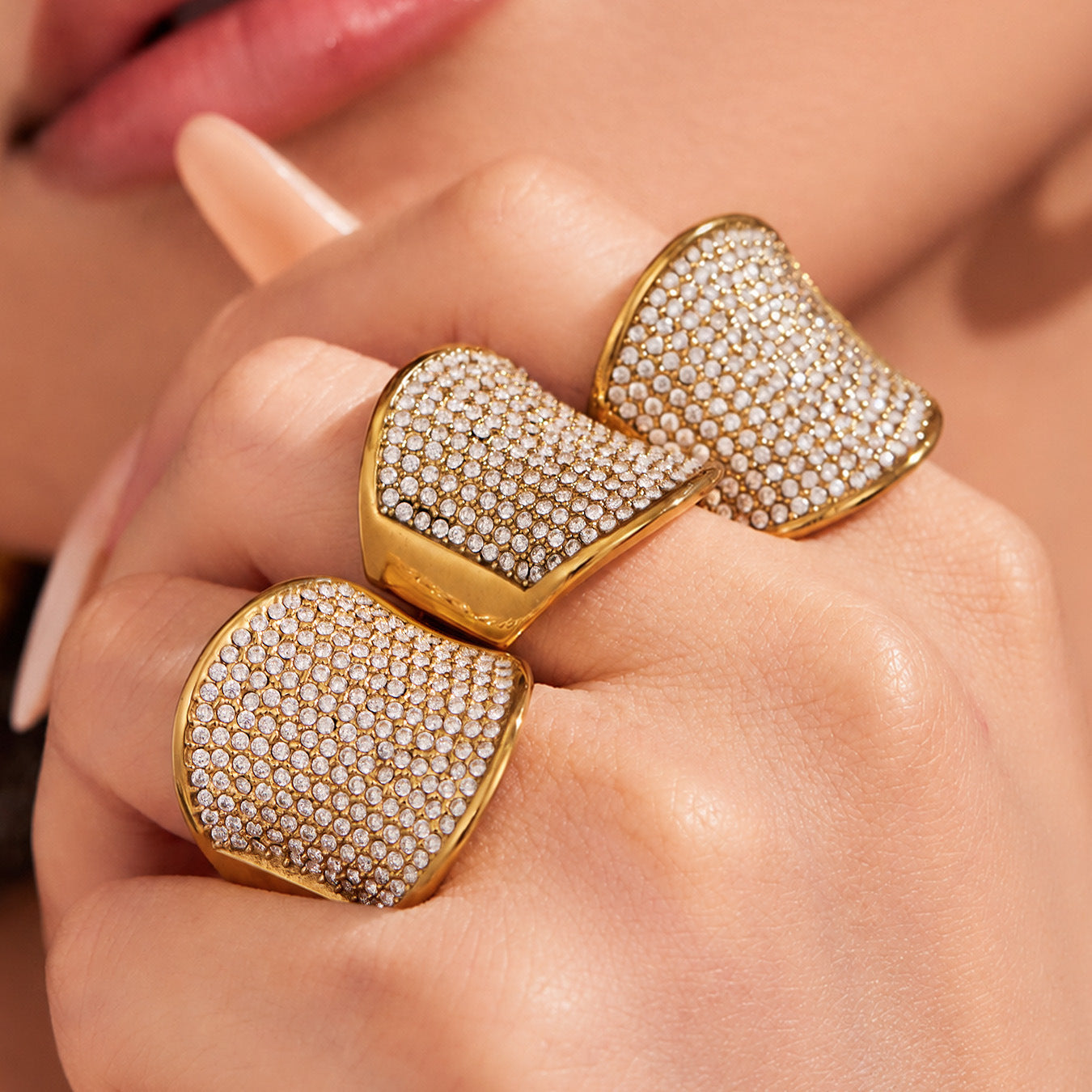 316L Stainless Steel 18K PVD Gold Zircon Ring made with 316L stainless steel and 18K PVD gold finish for wholesale jewelry buyers - image 11