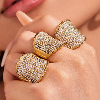 316L Stainless Steel 18K PVD Gold Zircon Ring made with 316L stainless steel and 18K PVD gold finish for wholesale jewelry buyers - image 11