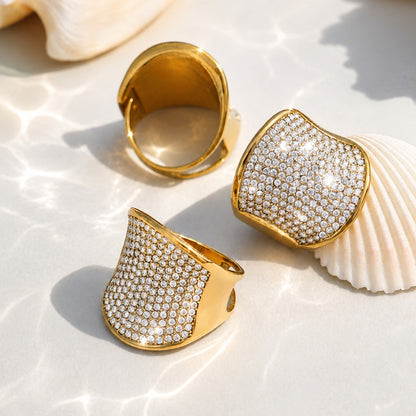 316L Stainless Steel 18K PVD Gold Zircon Ring made with 316L stainless steel and 18K PVD gold finish for wholesale jewelry buyers - image 13