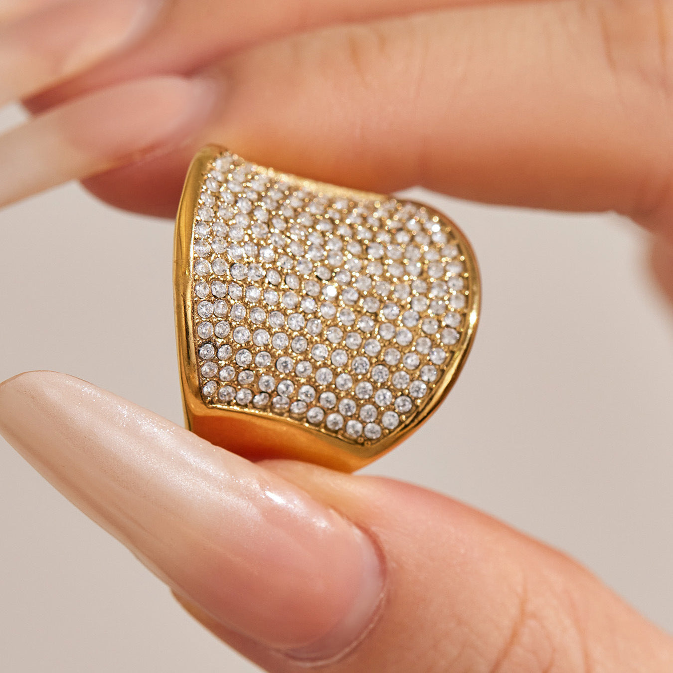 Stylish 316L Stainless Steel Zircon Ring - Steel Finish