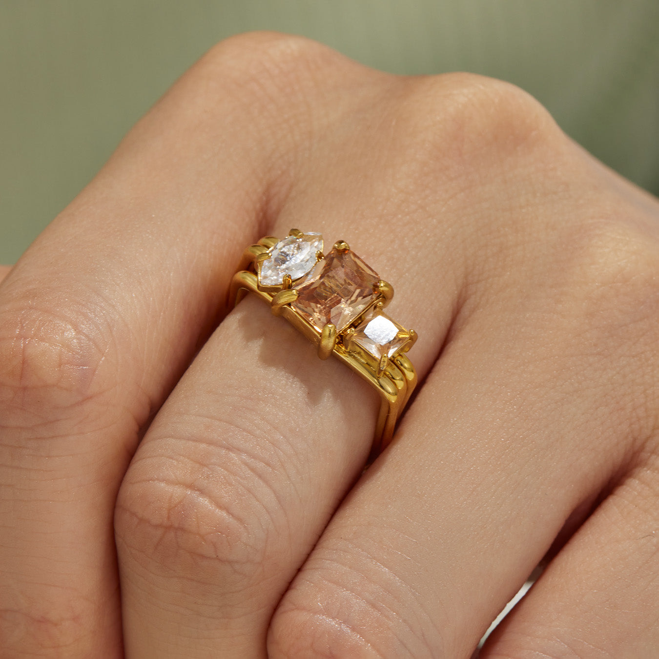 316L Stainless Steel 18K PVD Gold Zircon Ring made with 316L stainless steel and 18K PVD gold finish for wholesale jewelry buyers - image 3
