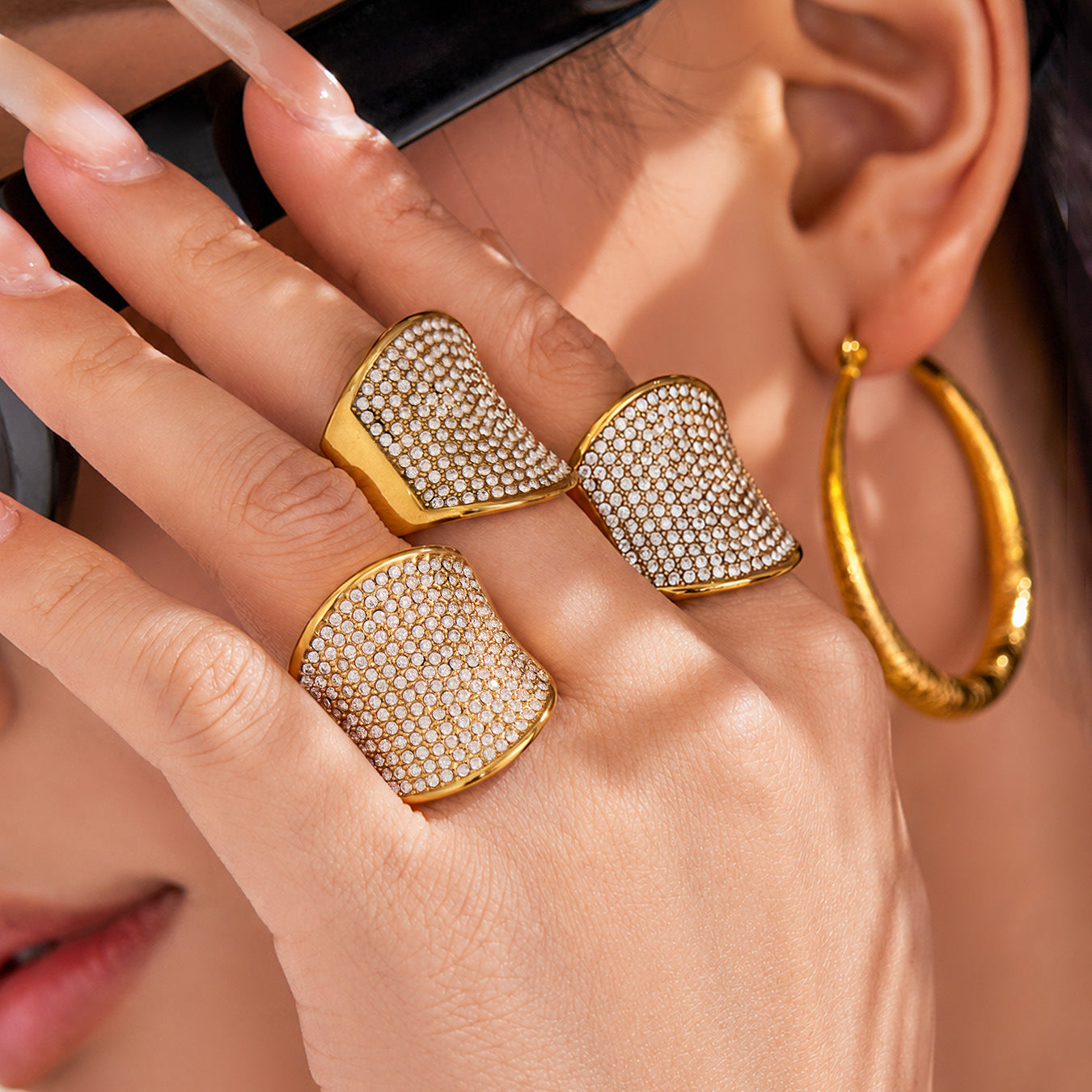 316L Stainless Steel 18K PVD Gold Zircon Ring made with 316L stainless steel and 18K PVD gold finish for wholesale jewelry buyers - image 6
