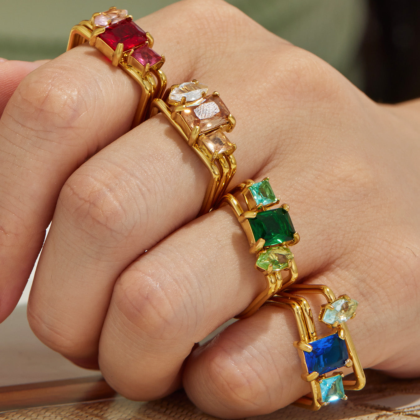 316L Stainless Steel 18K PVD Gold Zircon Ring made with 316L stainless steel and 18K PVD gold finish for wholesale jewelry buyers - image 7