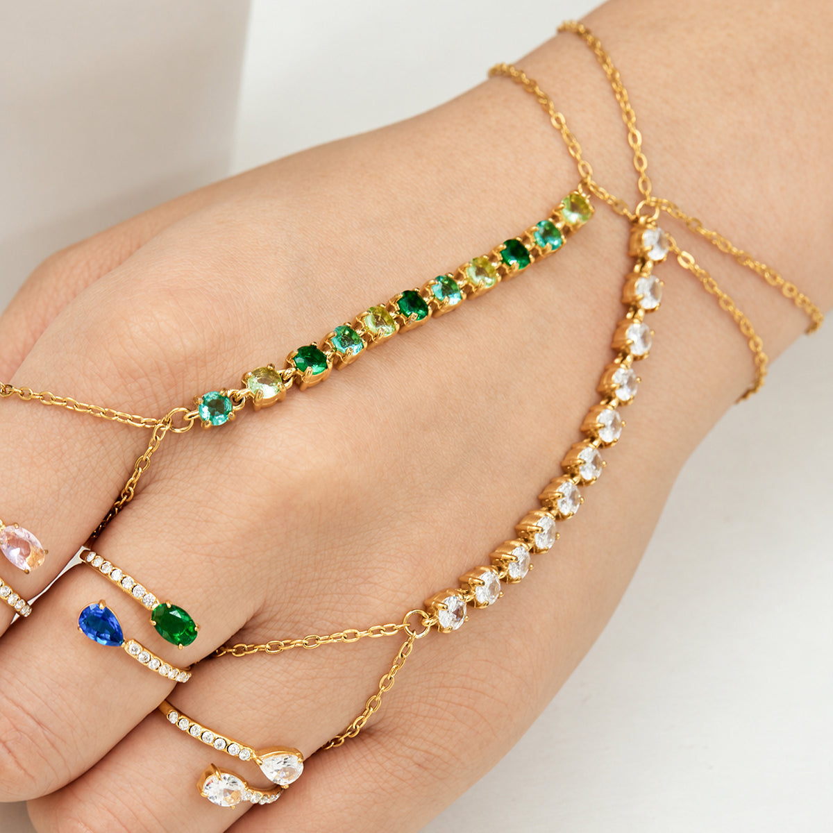 304 Stainless Steel 18K PVD Gold Zircon Ring Bracelet made with 304 Stainless Steel and 18K PVD gold finish for wholesale jewelry buyers - image 16