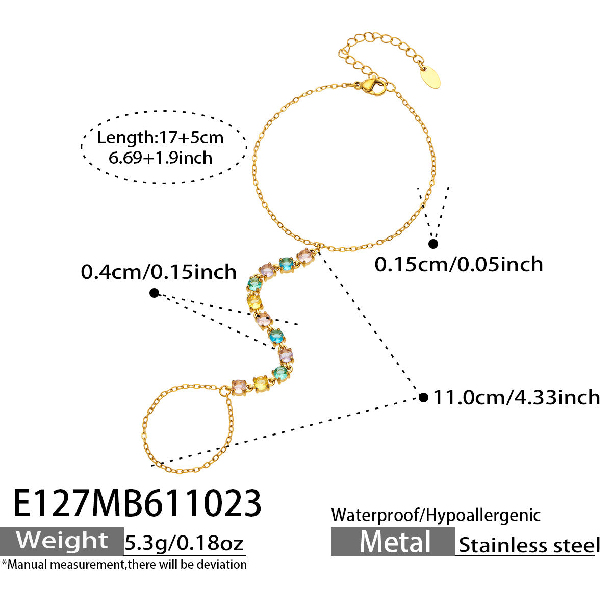 Charming 304 Stainless Steel bracelet with red zircon