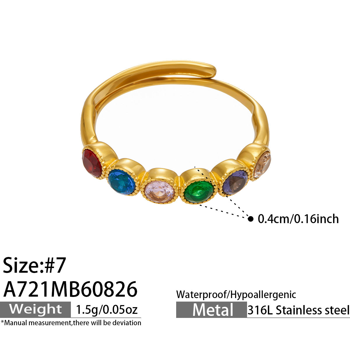 316L Stainless Steel 18K PVD Gold Zircon Ring Set made with 316L stainless steel and 18K PVD gold finish for wholesale jewelry buyers - image 11