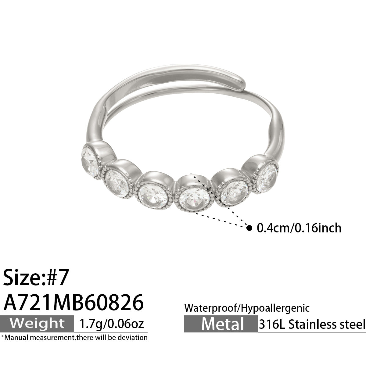 316L Stainless Steel 18K PVD Gold Zircon Ring Set made with 316L stainless steel and 18K PVD gold finish for wholesale jewelry buyers - image 9