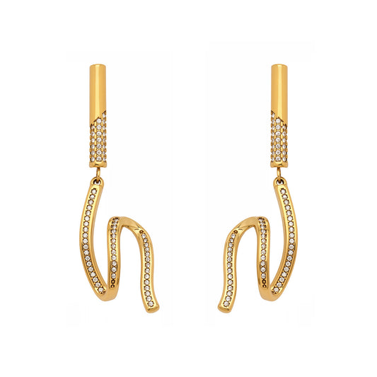 316L Stainless Steel Zircon Wave Drop Earrings