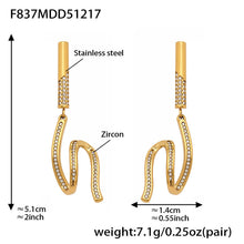 316L Stainless Steel Zircon Wave Drop Earrings