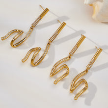 316L Stainless Steel Zircon Wave Drop Earrings