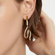 316L Stainless Steel Zircon Wave Drop Earrings
