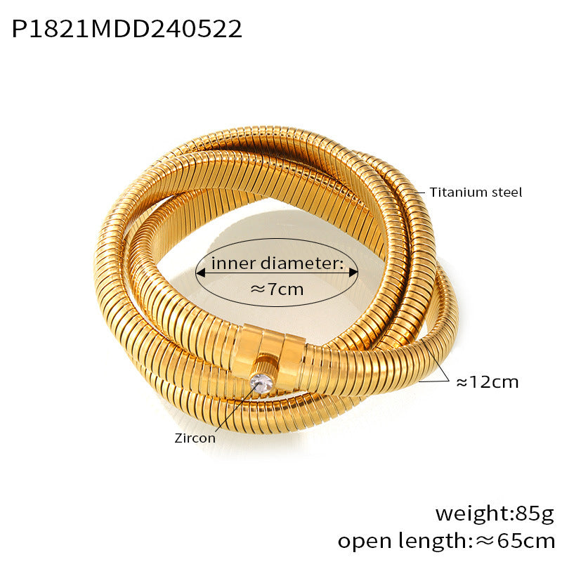 316L Stainless Steel Zirconia Herringbone Necklace - Image 1
