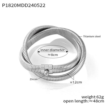 316L Stainless Steel Zirconia Herringbone Necklace - Image 4