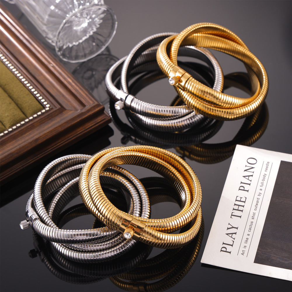 316L Stainless Steel Zirconia Herringbone Necklace - Image 7