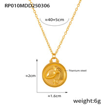 Gold Aquarius zodiac coin pendant necklace made of 316L stainless steel with relief detailing