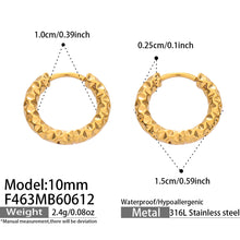 316L Stainless Steel 18K PVD Hammered Hoop Earrings | Waterproof Hypoallergenic Chunky Earrings