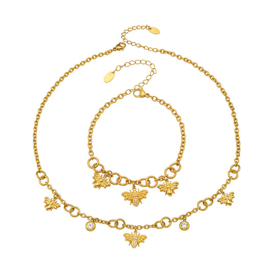 316L Stainless Steel 18K PVD Gold Bee Pendant Necklace made with 316L stainless steel and 18K PVD gold finish for wholesale jewelry buyers - image 17
