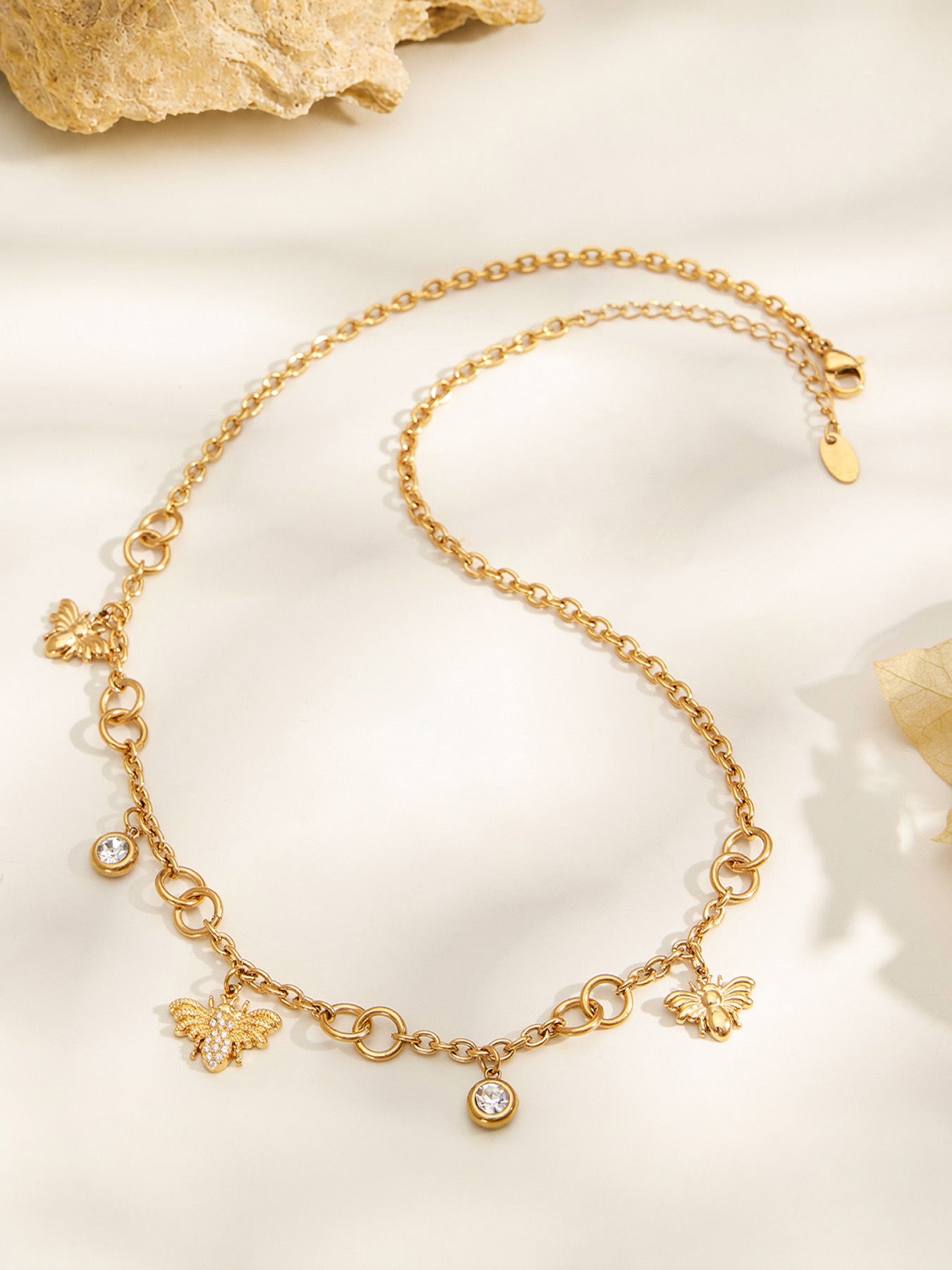 316L Stainless Steel 18K PVD Gold Bee Pendant Necklace made with 316L stainless steel and 18K PVD gold finish for wholesale jewelry buyers - image 5