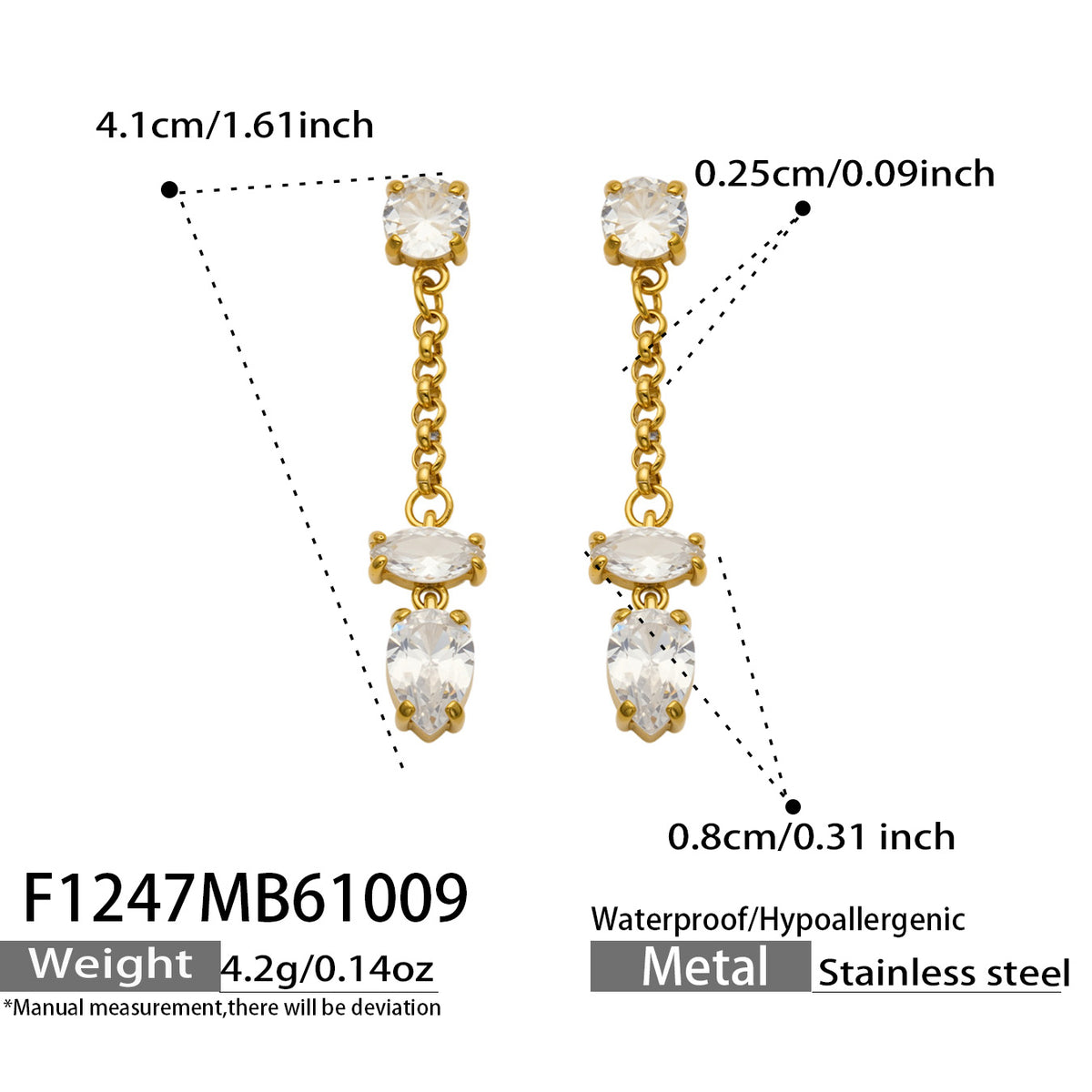 316L Stainless Steel 18K PVD Gold Droplet Earrings made with 316L stainless steel and 18K PVD gold finish for wholesale jewelry buyers - image 8