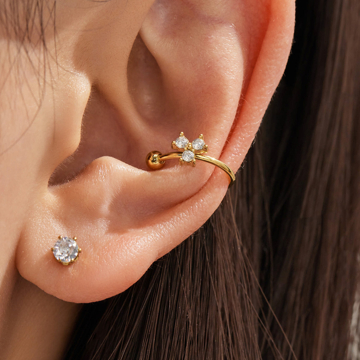 Stainless Steel Flower Cluster Ear Cuff — product image 10