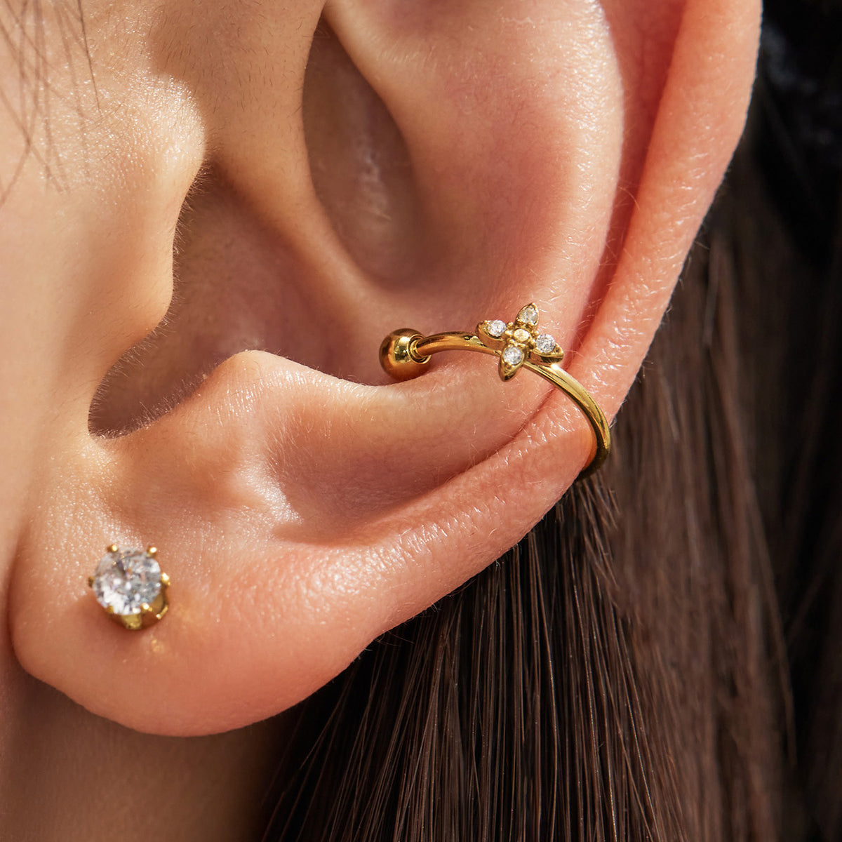 Stainless Steel Flower Cluster Ear Cuff — product image 11