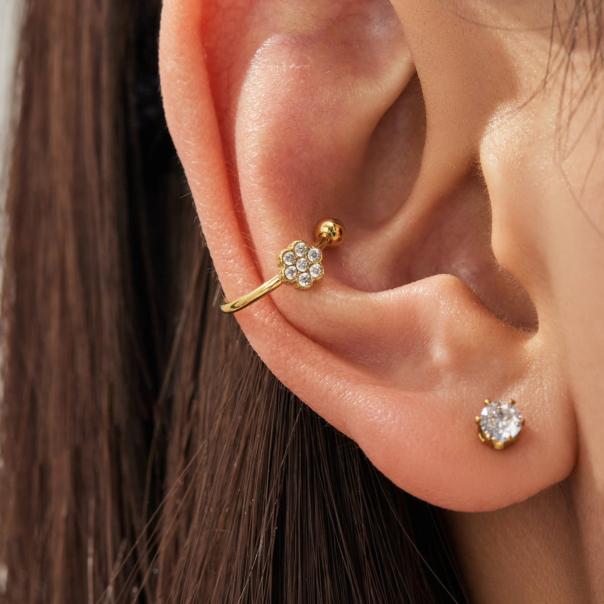 Stainless Steel Flower Cluster Ear Cuff — product image 12