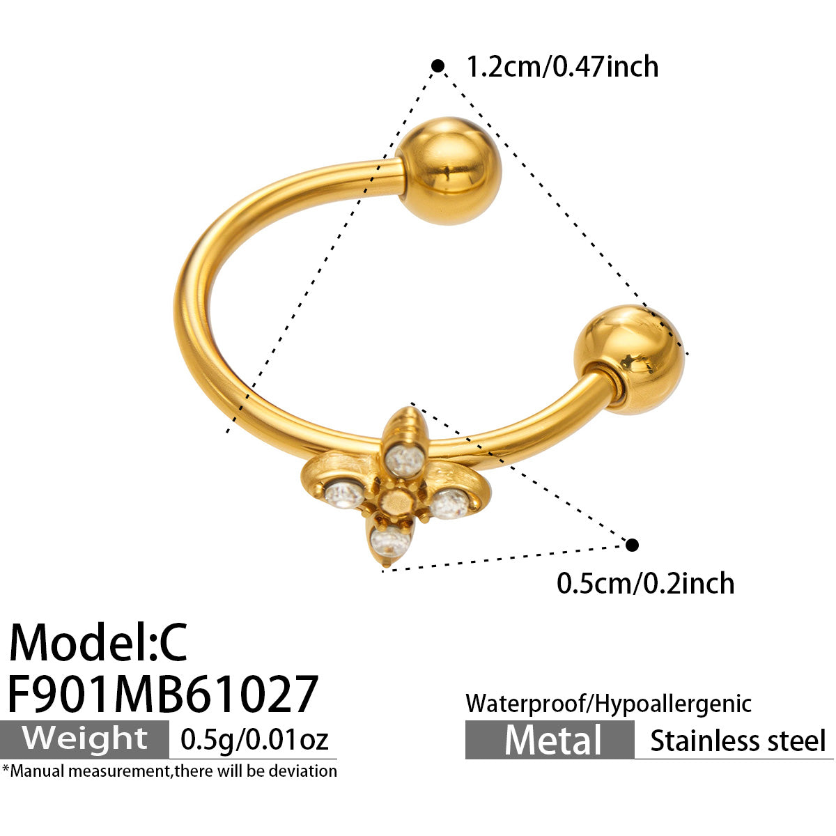 Stainless Steel Flower Cluster Ear Cuff — product image 3