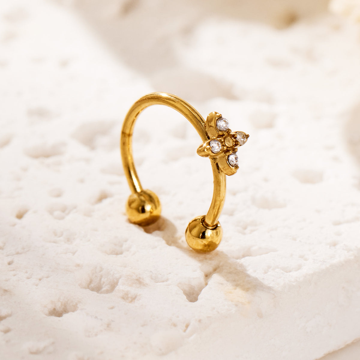 Stainless Steel Flower Cluster Ear Cuff — product image 7