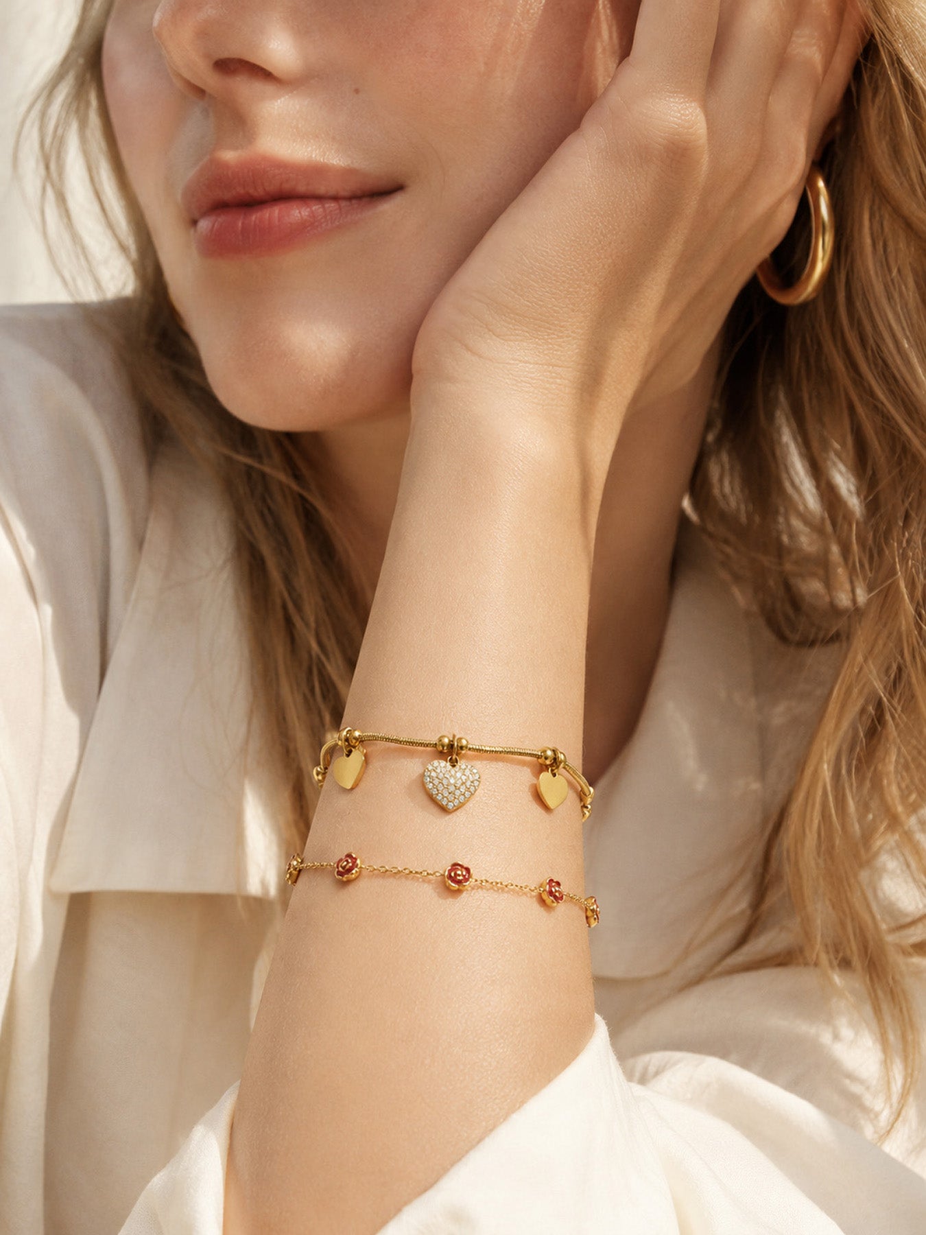 316L Stainless Steel 18K PVD Gold Heart Bracelet made with 316L stainless steel and 18K PVD gold finish for wholesale jewelry buyers - image 15