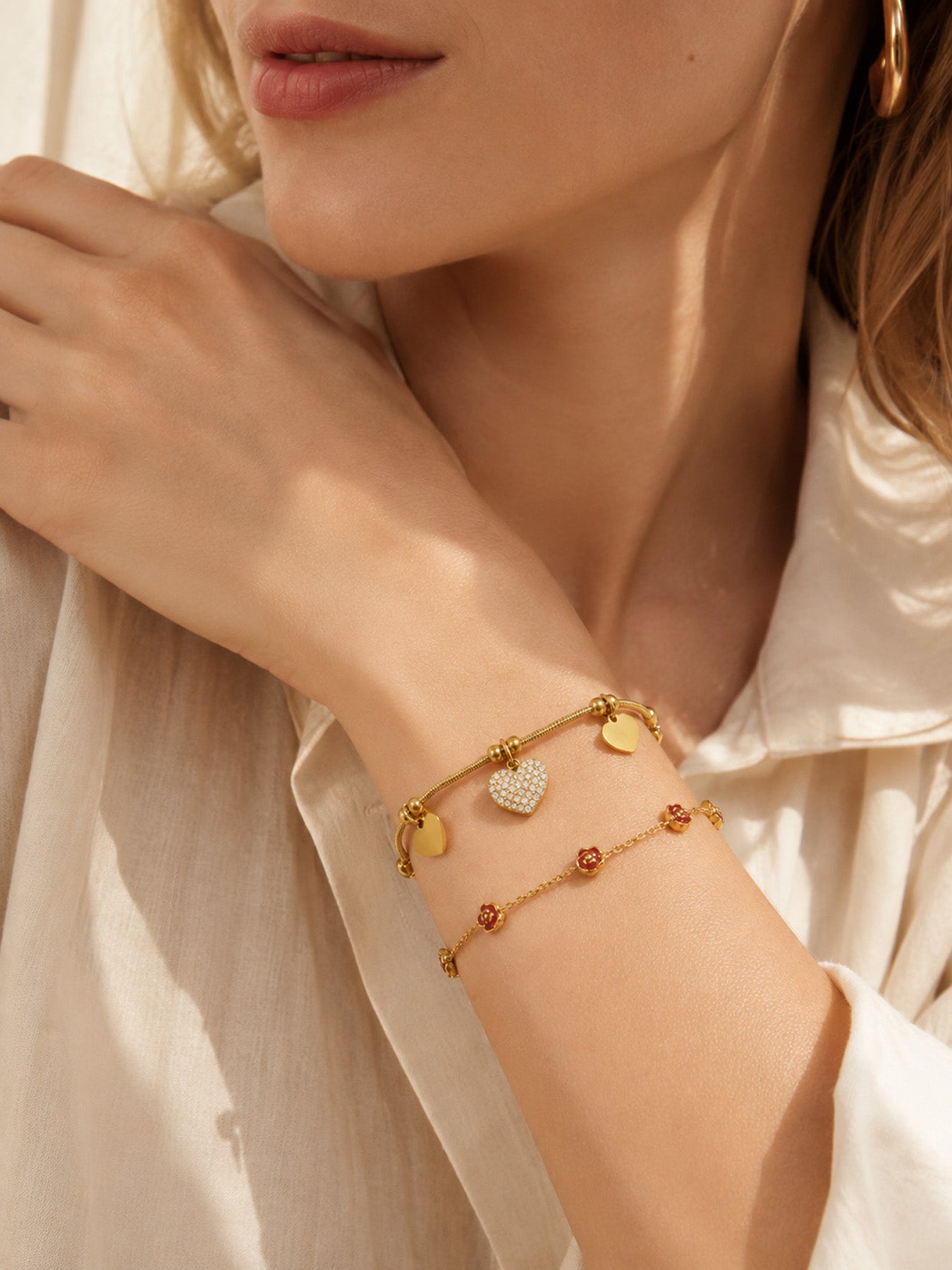 316L Stainless Steel 18K PVD Gold Heart Bracelet made with 316L stainless steel and 18K PVD gold finish for wholesale jewelry buyers - image 17
