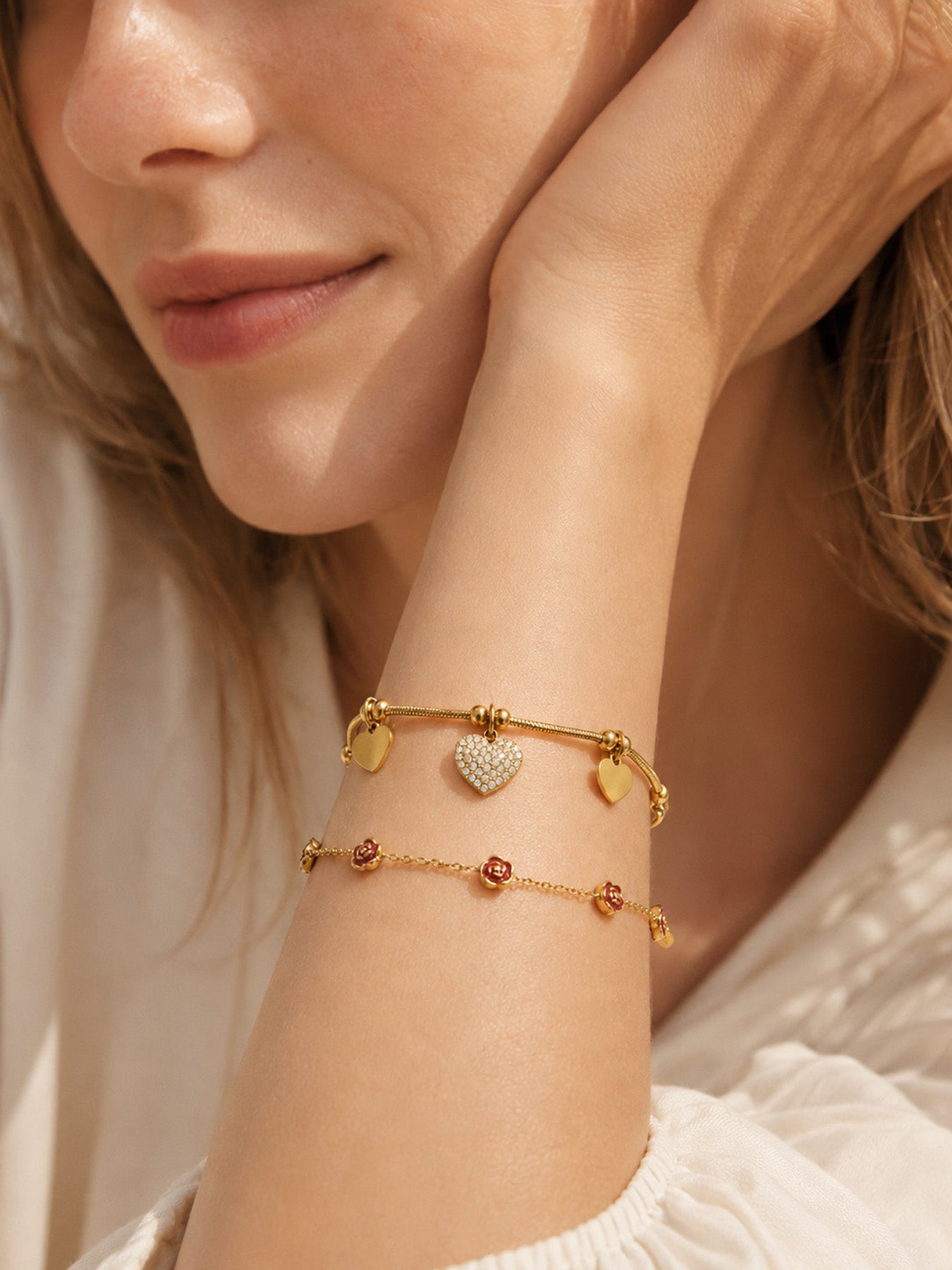 316L Stainless Steel 18K PVD Gold Heart Bracelet made with 316L stainless steel and 18K PVD gold finish for wholesale jewelry buyers - image 18
