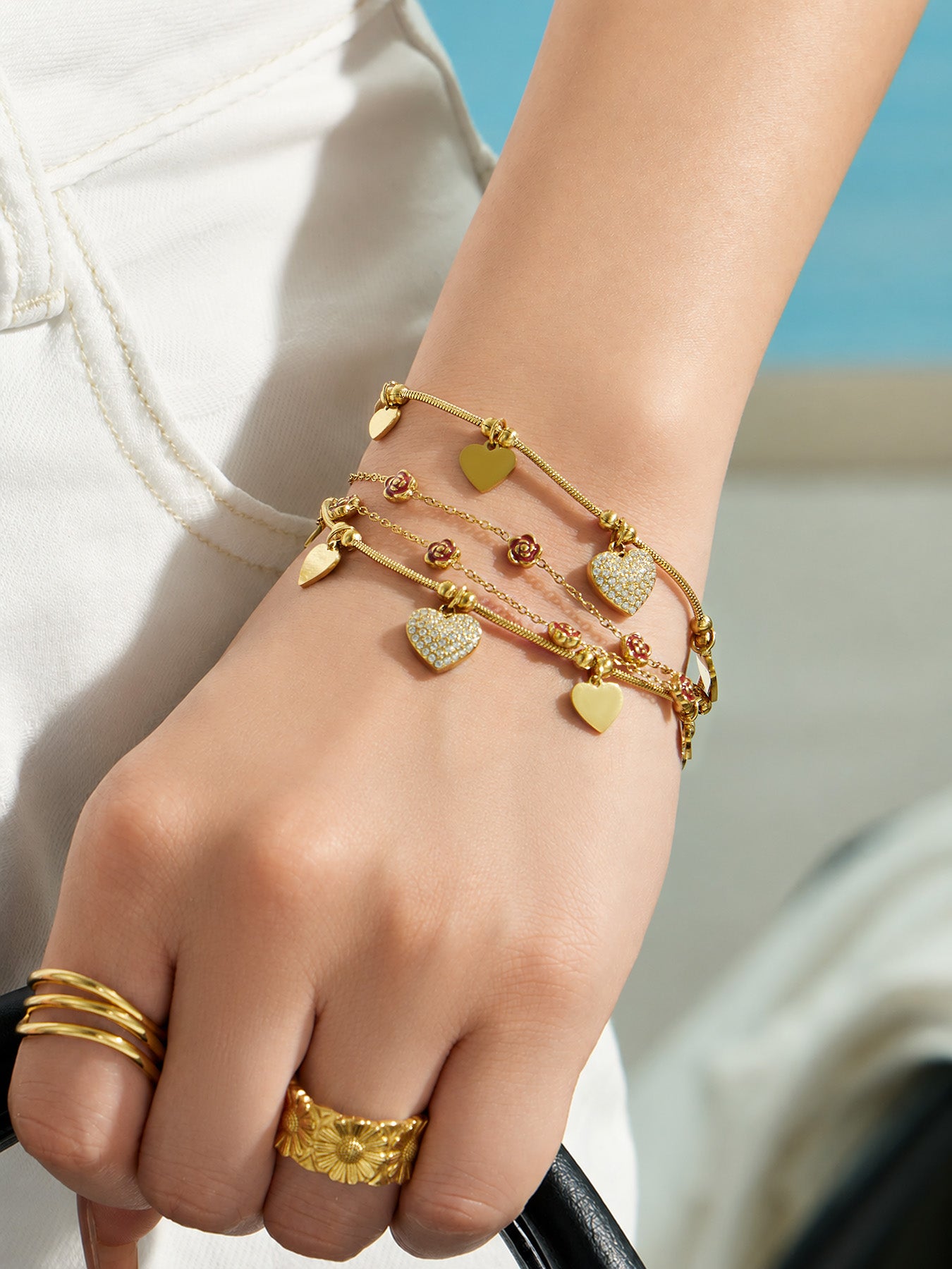 316L Stainless Steel 18K PVD Gold Heart Bracelet made with 316L stainless steel and 18K PVD gold finish for wholesale jewelry buyers - image 3