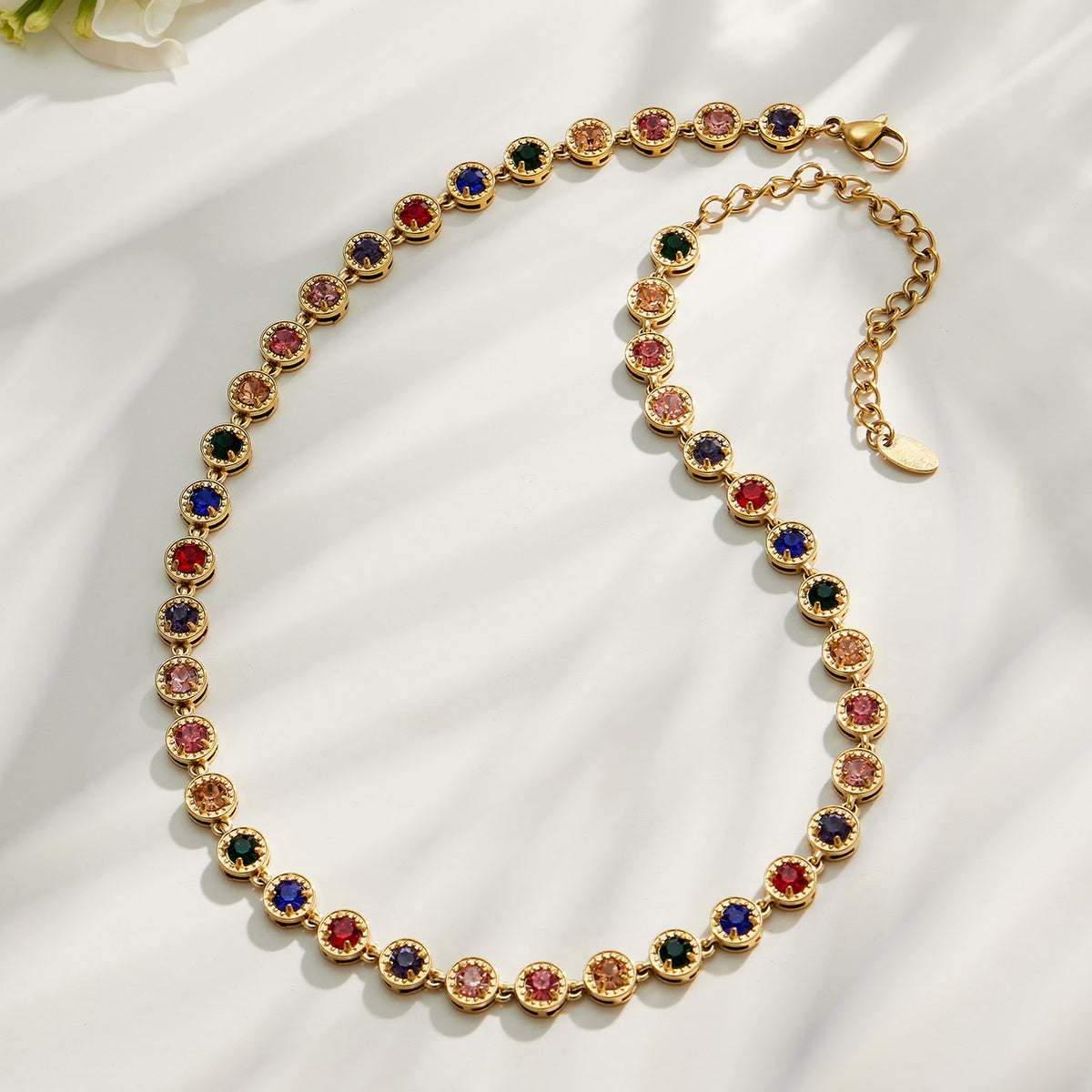 316L Stainless Steel 18K PVD Gold Multicolor Zircon Necklace made with 316L stainless steel and 18K PVD gold finish for wholesale jewelry buyers - image 21