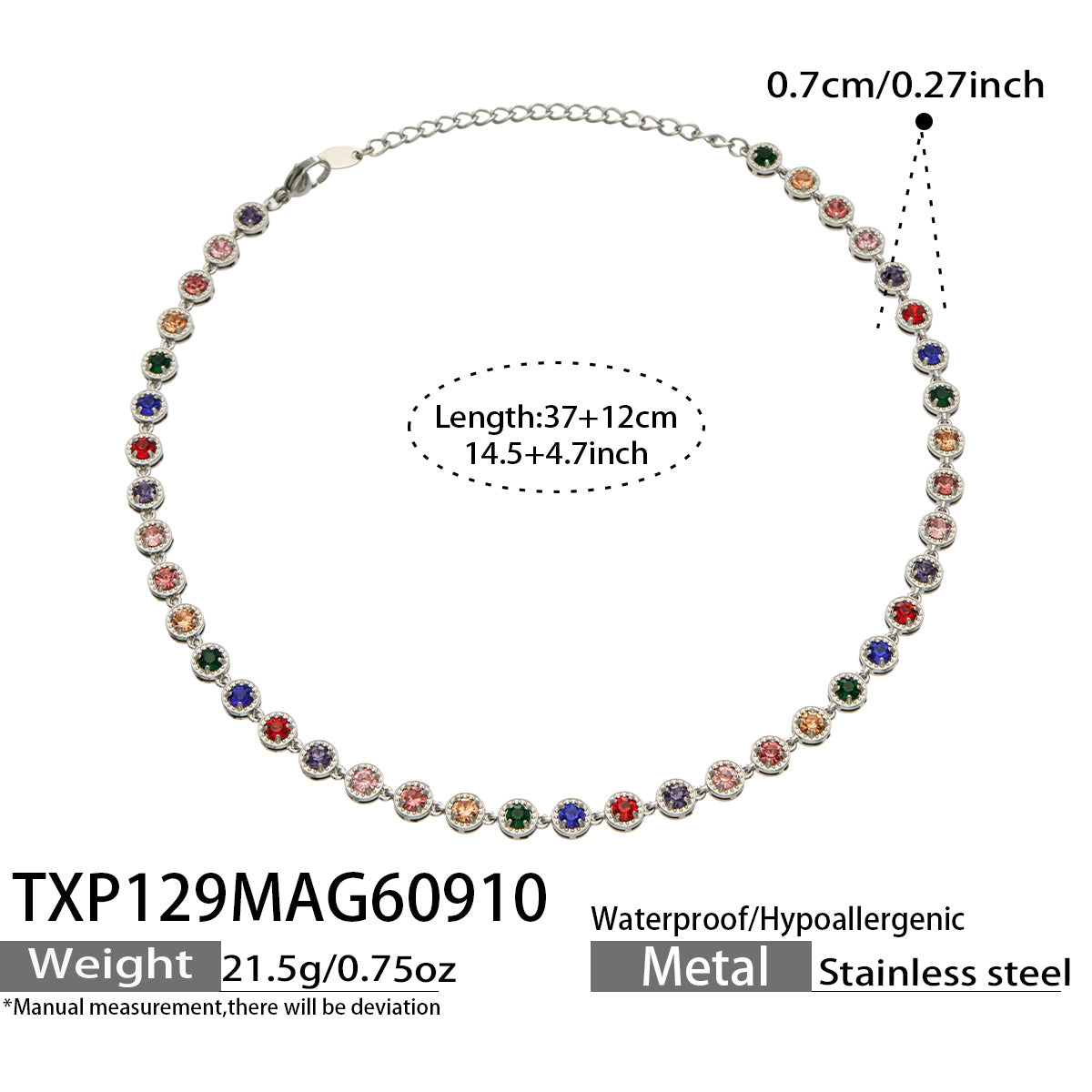 316L Stainless Steel 18K PVD Gold Multicolor Zircon Necklace made with 316L stainless steel and 18K PVD gold finish for wholesale jewelry buyers - image 28
